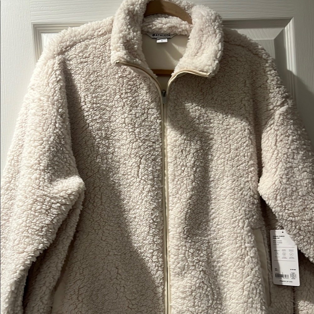 Athleta Cream Teddy Jacket Plush Fleece Warmth
